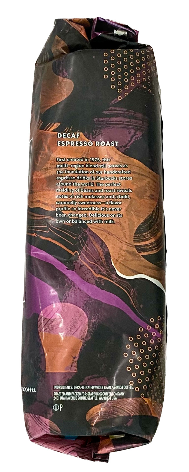 Starbucks Decaf Espresso Dark Roast Whole Bean Coffee 1lb / 16oz / 453g Bag