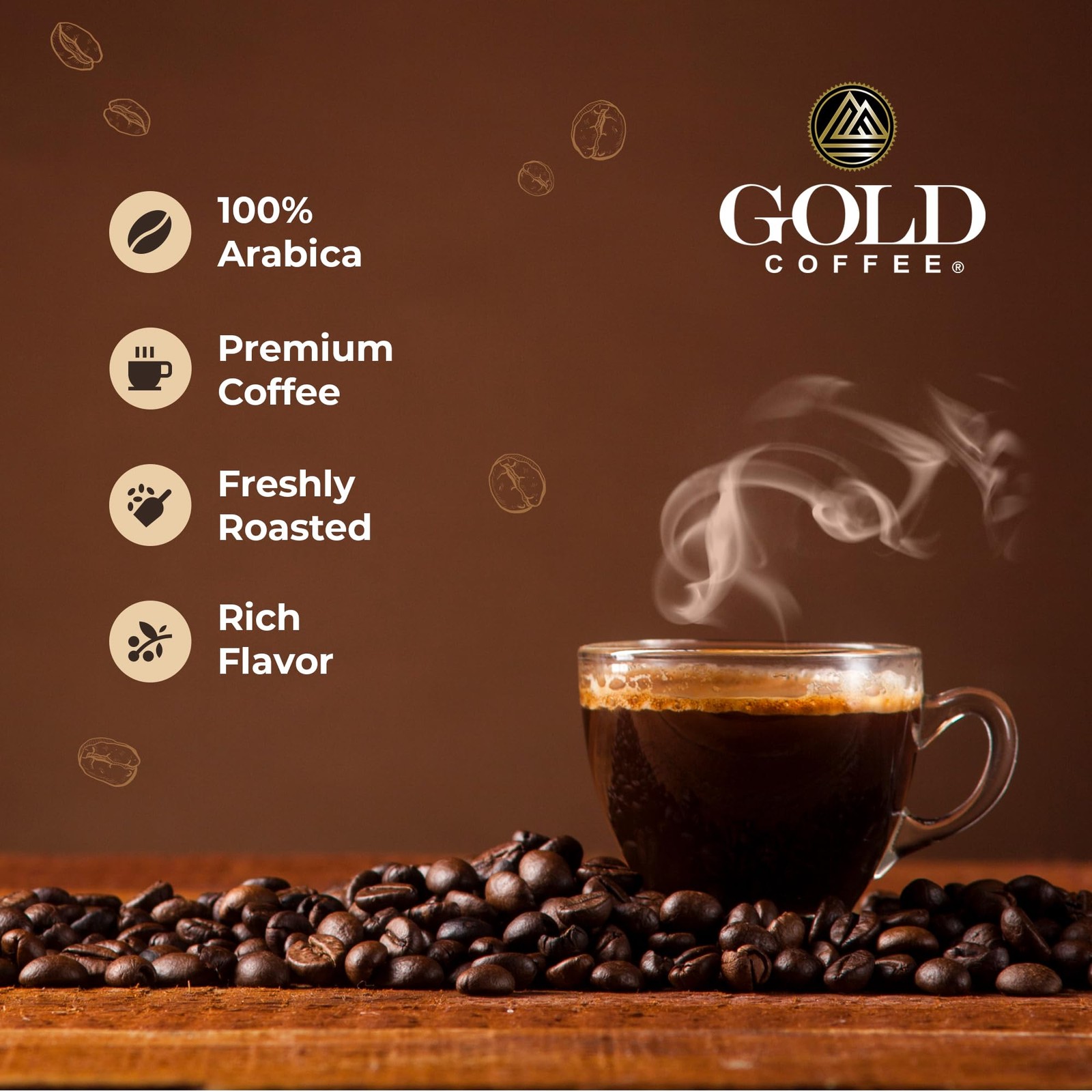 Gold Coffee Co. Blue Mountain Premium Blend Medium Roast, Whole Bean 100% Ar…