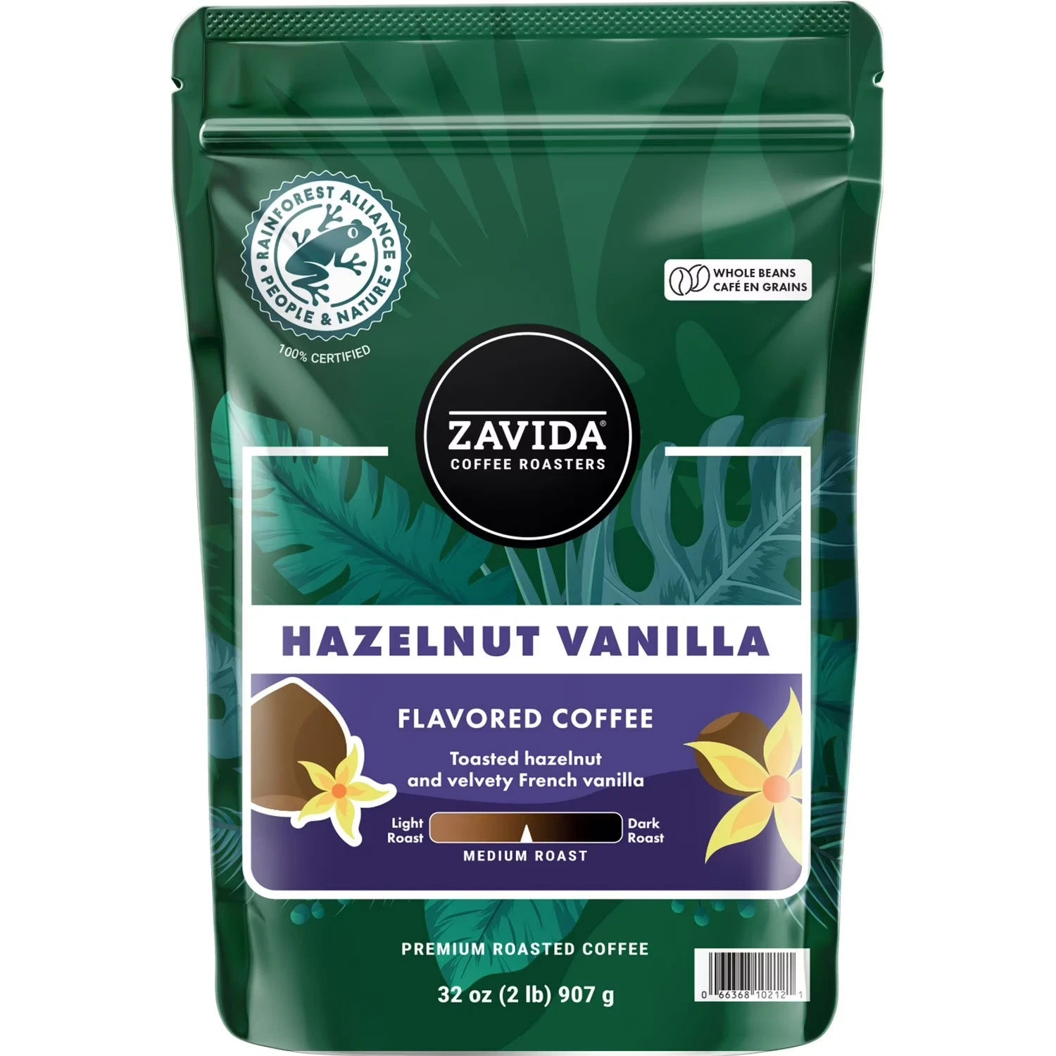 Zavida Coffee Whole Bean Coffee, Hazelnut Vanilla (32 oz.) FREE SHIPPING