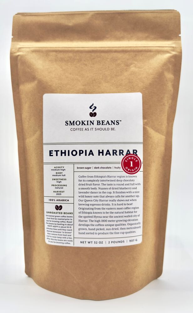 2lb/40lb – Ethiopian Harrar Natural – Premium Unroasted Green Coffee Beans