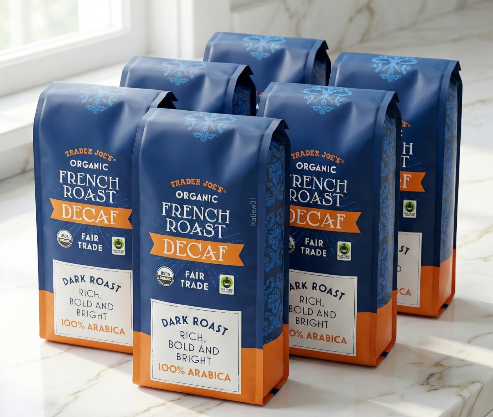 2 Packs Trader Joe’s French Roast Decaf Fair Trade Dark Roast 100% Arabica