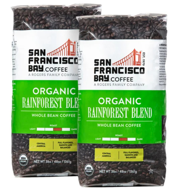 San Francisco Bay Organic Rainforest Blend Whole Bean Coffee 3 lbs, 2-pack
