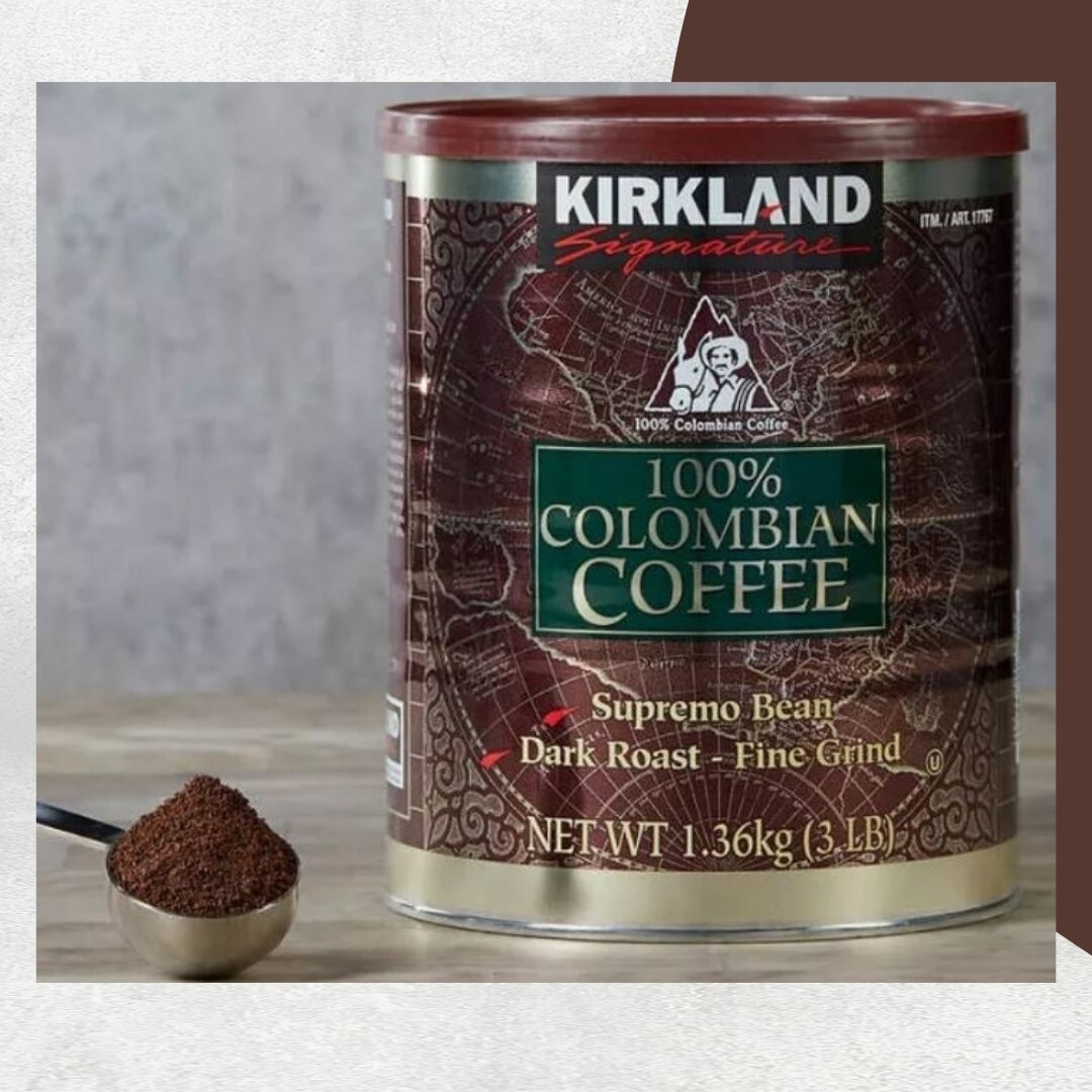 Kirkland Signature 100% Colombian Coffee, 3 Pound Dark Roast – Fine Grind.