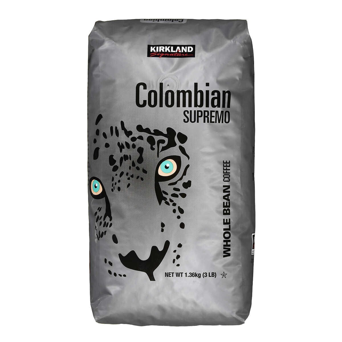Kirkland Signature Colombian Supremo Coffee, Whole Bean, 3 lbs, Medium Roast
