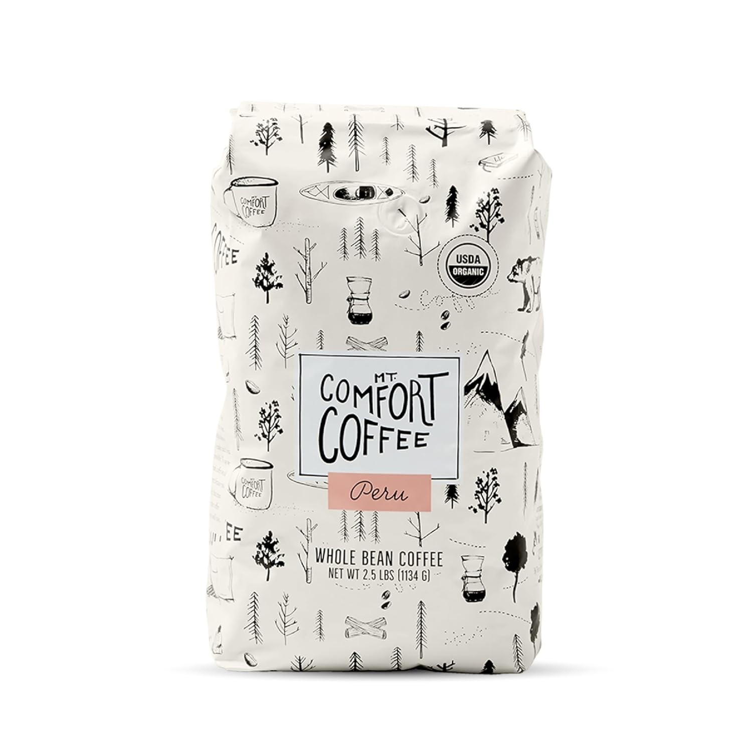 Nutty Chocolate Citrus Organic Peru Whole Bean Coffee – Medium Dark Roast 2.5 lb