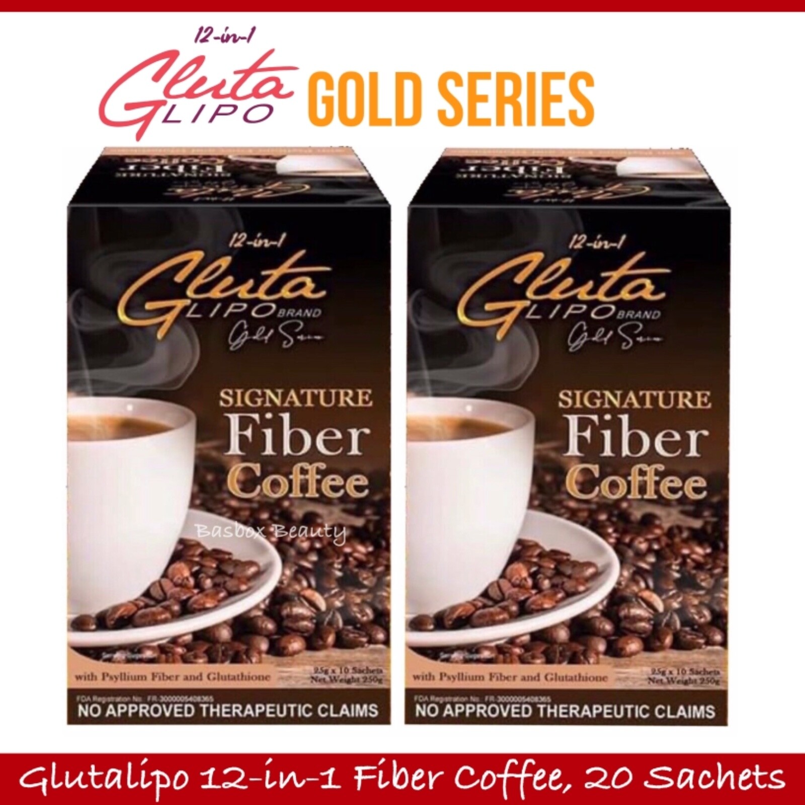 Glutalipo 12-in-1 Gold Series Fiber Coffee, 20 Sachets – Fresh Stock!