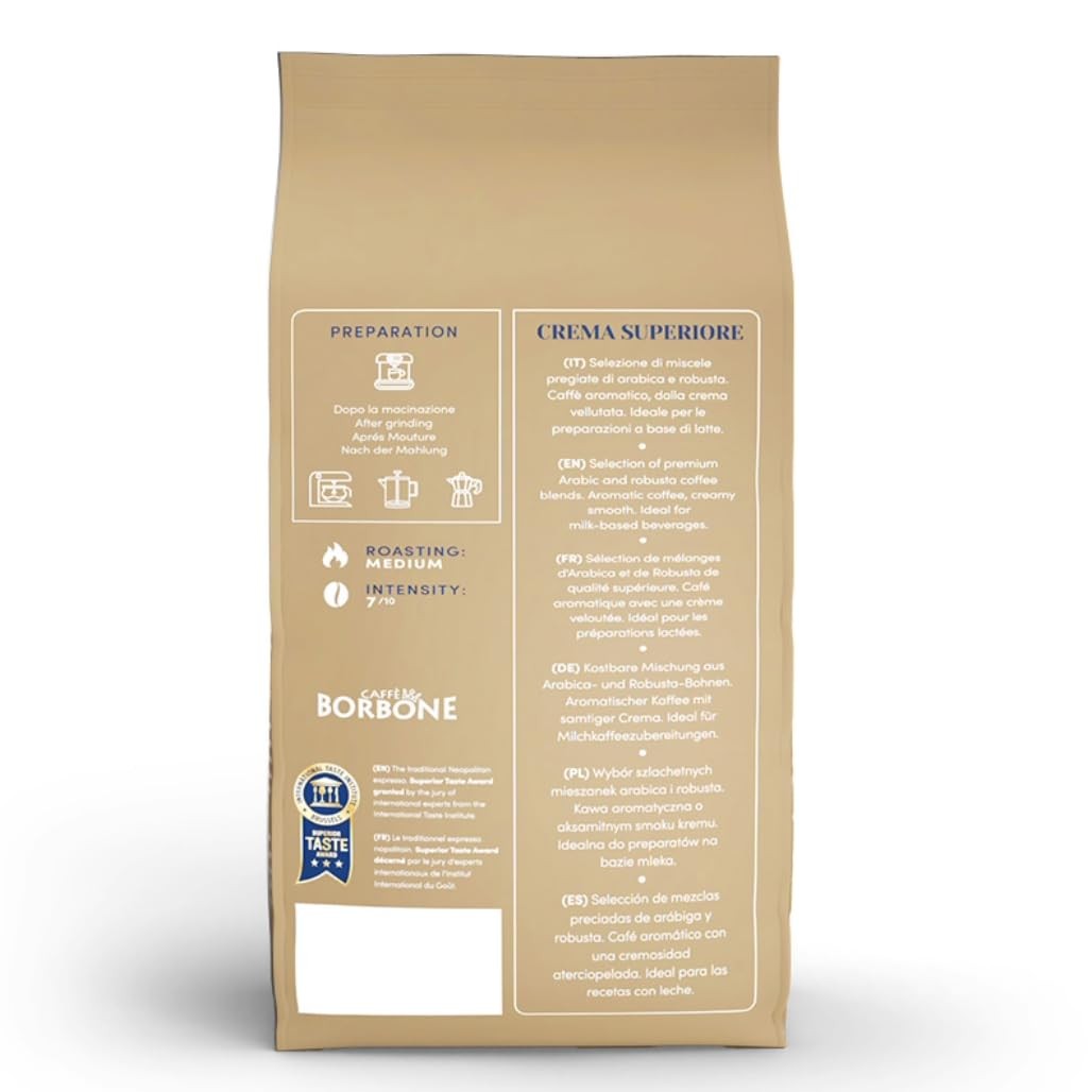 Crema Superiore Whole Bean Coffee, Arabica and Robusta Blend, Medium Roast, 2…