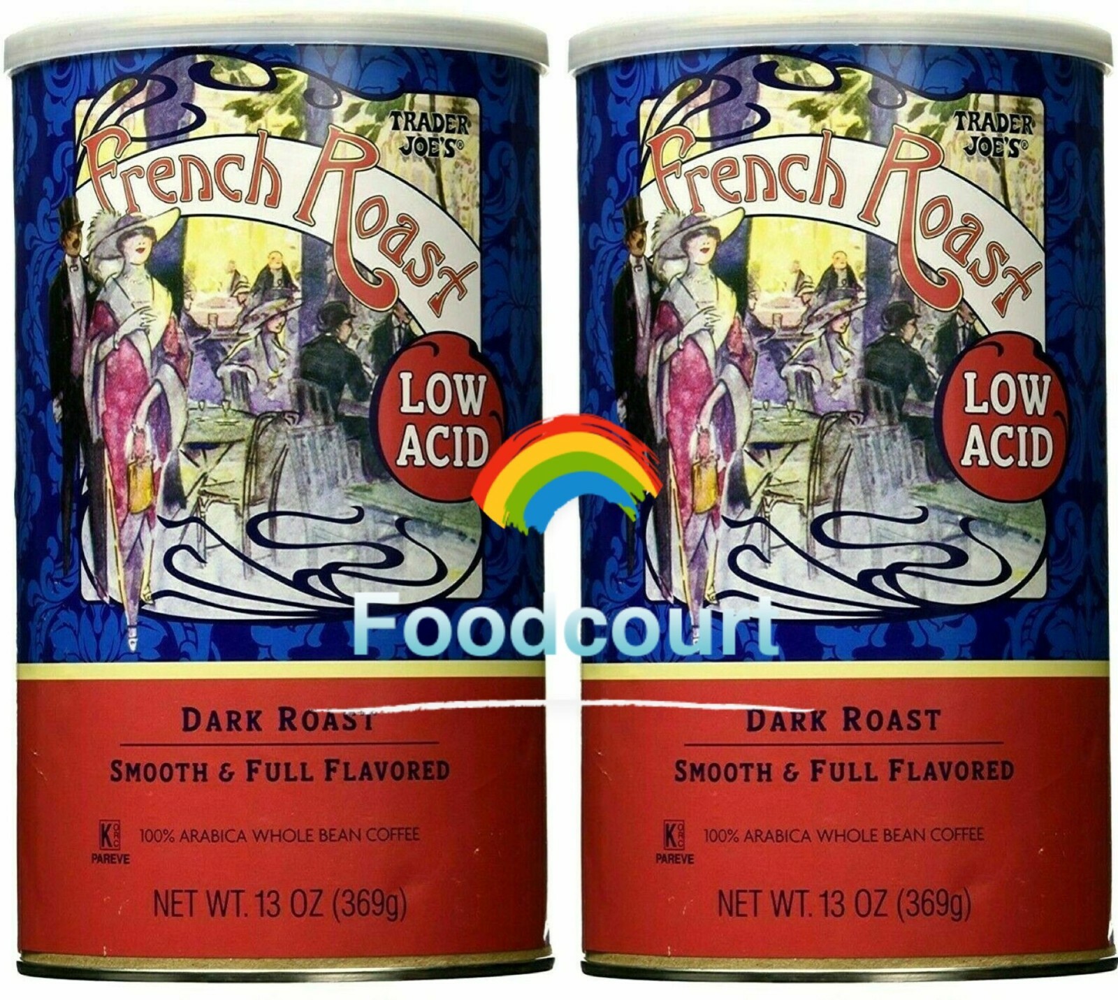 2 Packs Trader Joe’s Low Acid French Roast Whole Bean Coffee 13 OZ Each Pack