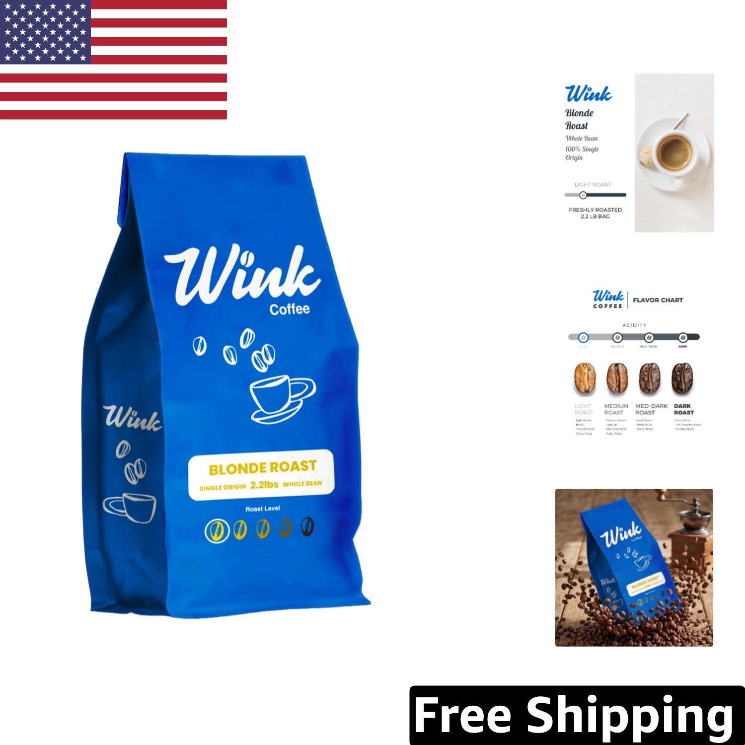 Sustainably Sourced Colombian Blonde Roast Coffee – Large 2.2 lb Whole Beans
