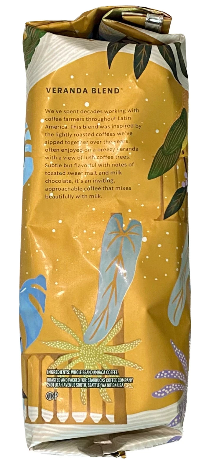 Starbucks Veranda Blend Blonde Roast Whole Bean Coffee 1lb / 16oz / 453g Bag