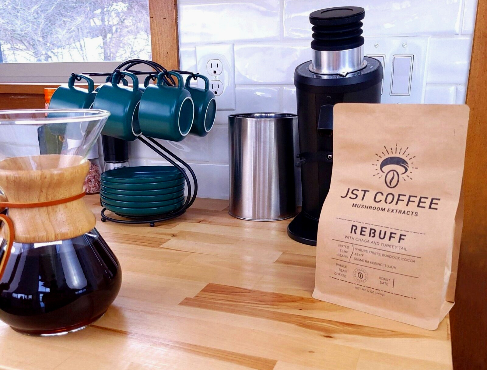 REBUFF: Sumatra Kerinci Tujuh whole bean coffee with Chaga & Turkey Tail