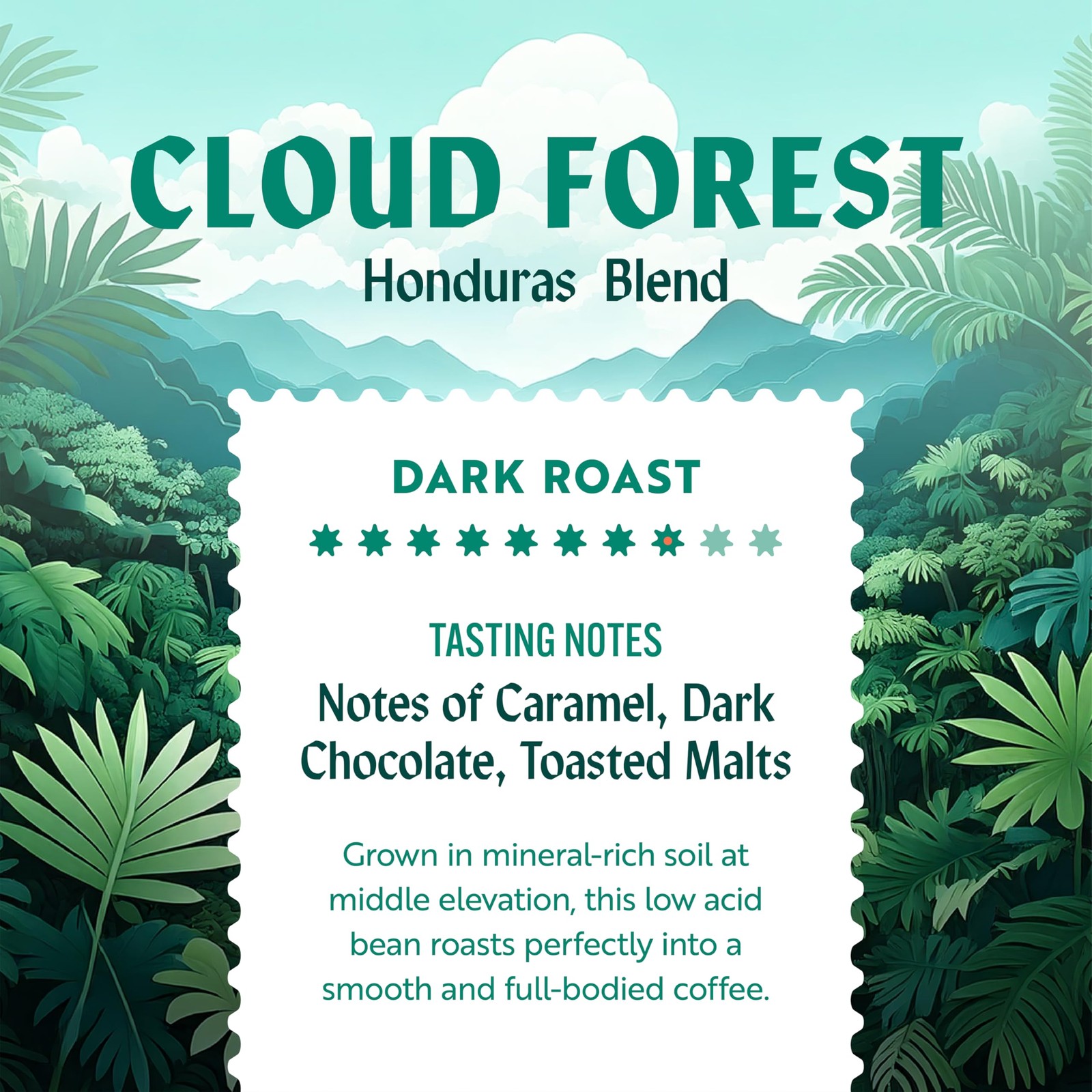 12 oz Low Acid Dark Roast Whole Bean Coffee, Honduras, Toxin Tested, Caramel