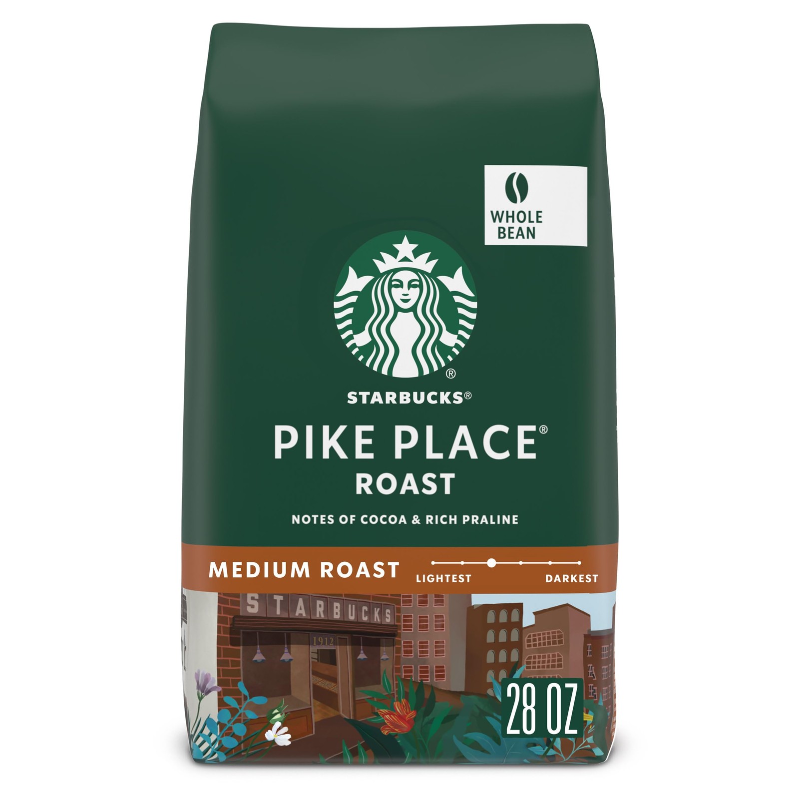 Starbucks Whole Coffee Beans, Medium Roast Hot or Iced Coffee, Pike Place Roa…