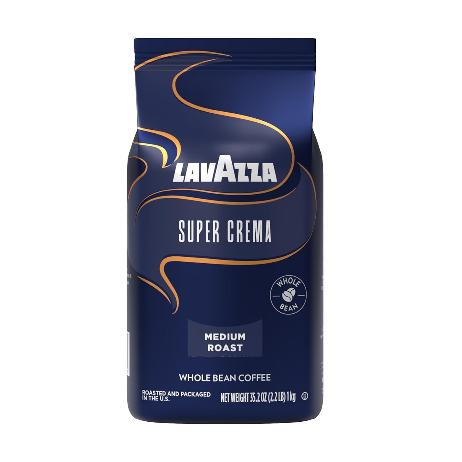 Lavazza Super Crema Whole Bean Coffee, Arabica and Robusta Blend 2.2 LB