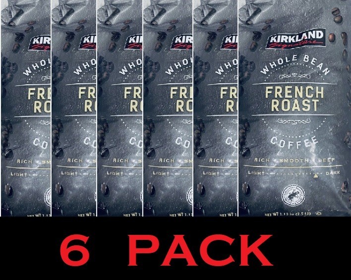 6x Kirkland Signature FRENCH ROAST WHOLE BEAN Dark Roast Coffee 2.5 Lb – 6 PACK