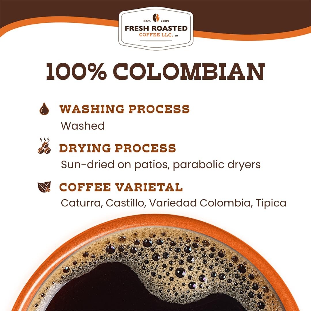 100% Colombian Whole Bean Coffee, Fresh Roasted Medium Roast, Kosher, 5 lb