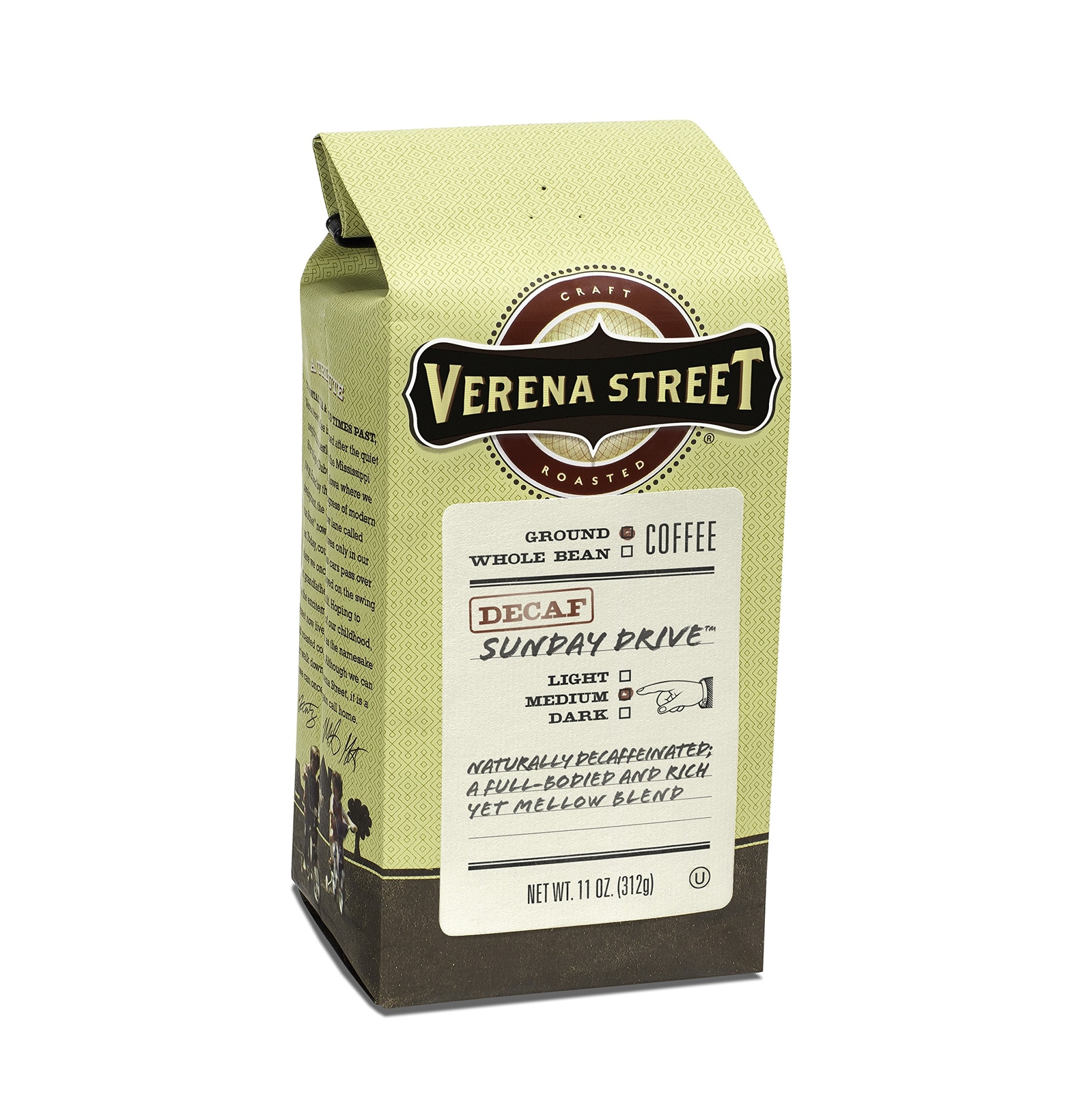 Verena Street Swiss Water Decaf Coffee 11oz Medium Roast Rainforest Certified