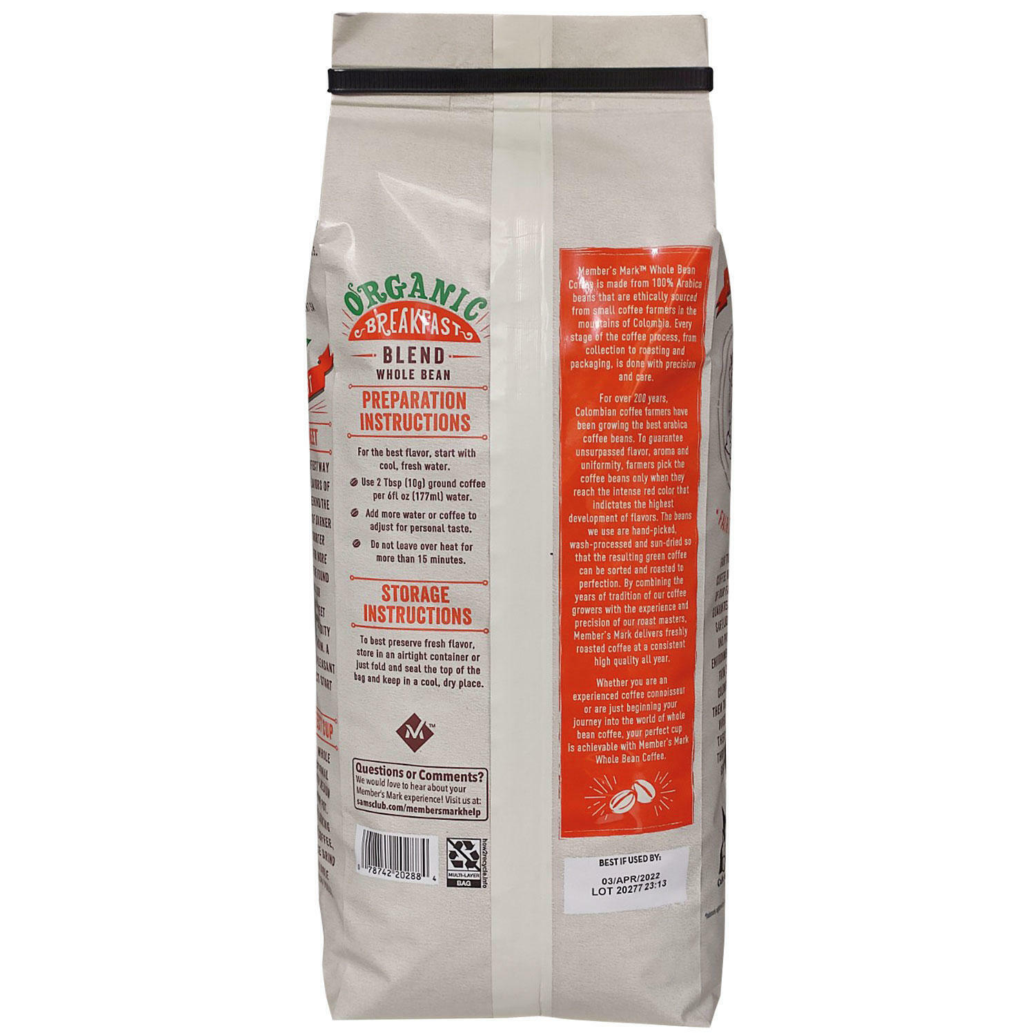 Member’s Mark Whole Bean Coffee Light-Medium-Dark Roast (40 oz)