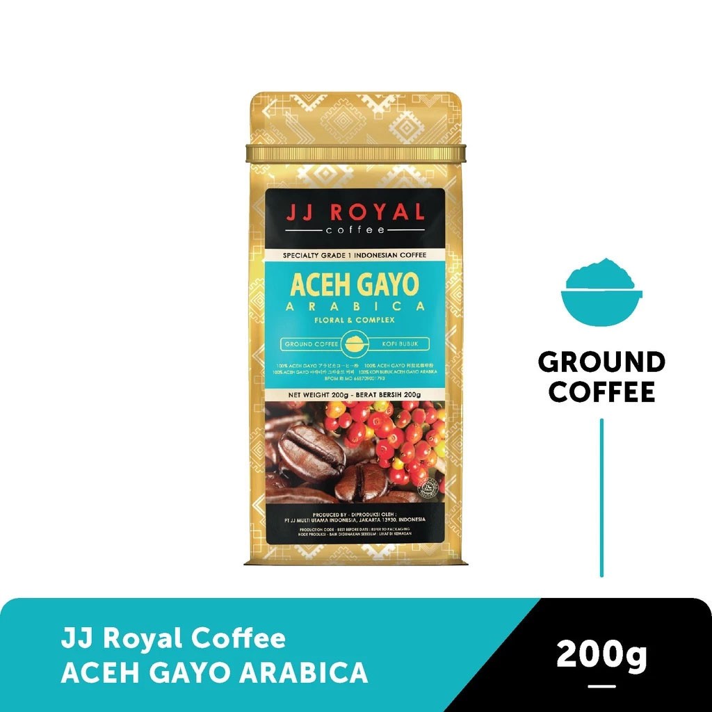 200g JJ Royal Coffee Indonesia Aceh Gayo Arabica Coffee – Ground / Whole Bean