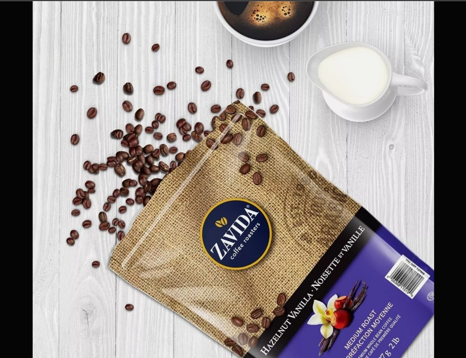4 BAGS OF ZAVIDA HAZELNUT VANILLA WHOLE BEAN COFFEE 907g/2 LBS FREE SHIPPING