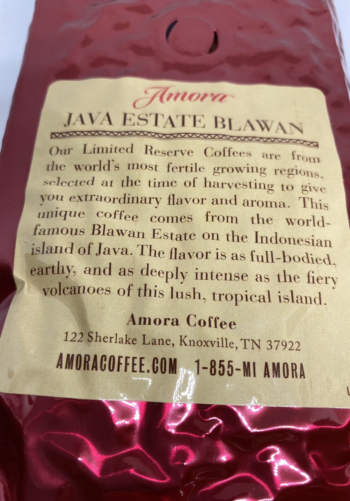 Amora LIMITED RESERVE Java Blawan Indonesia Arabica Whole Bean Coffee +Lenox Cup