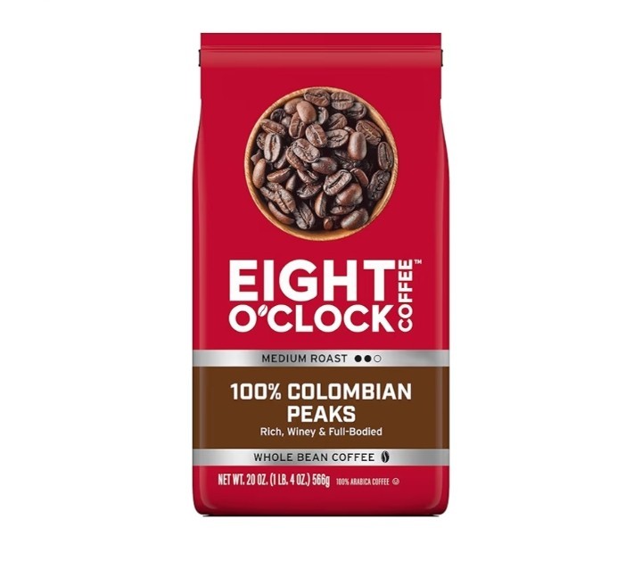 FAST SHIPPING Eight O’Clock Coffee 100% Colombian Peaks Whole Bean Medium Roast