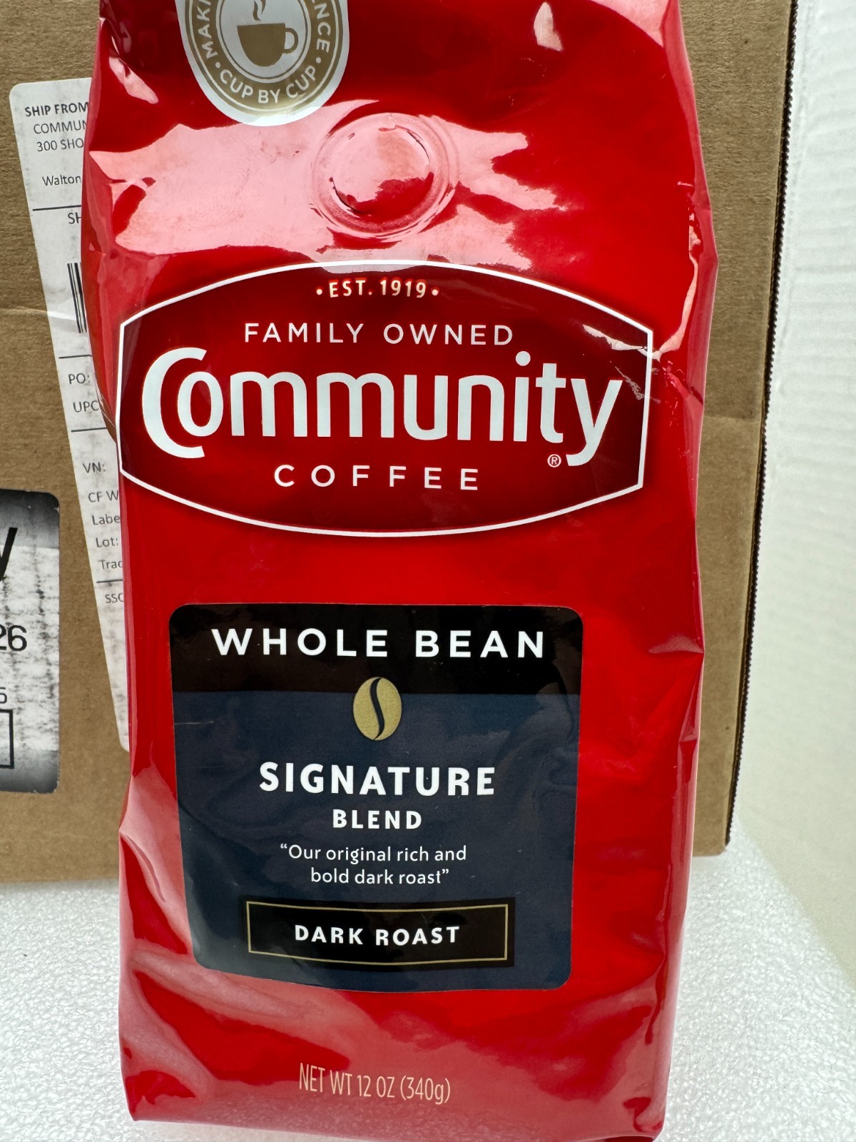 6pk Community Coffee Signature Blend Whole Bean Dark Roast Coffee 12 oz 7/2026