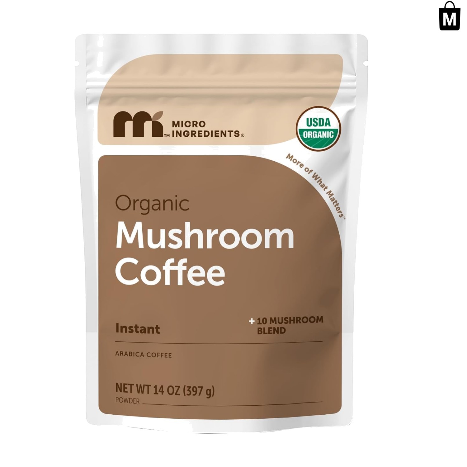 Instant Organic Mushroom Coffee, 14 oz | Gluten & Dairy-Free Antioxidant Boost