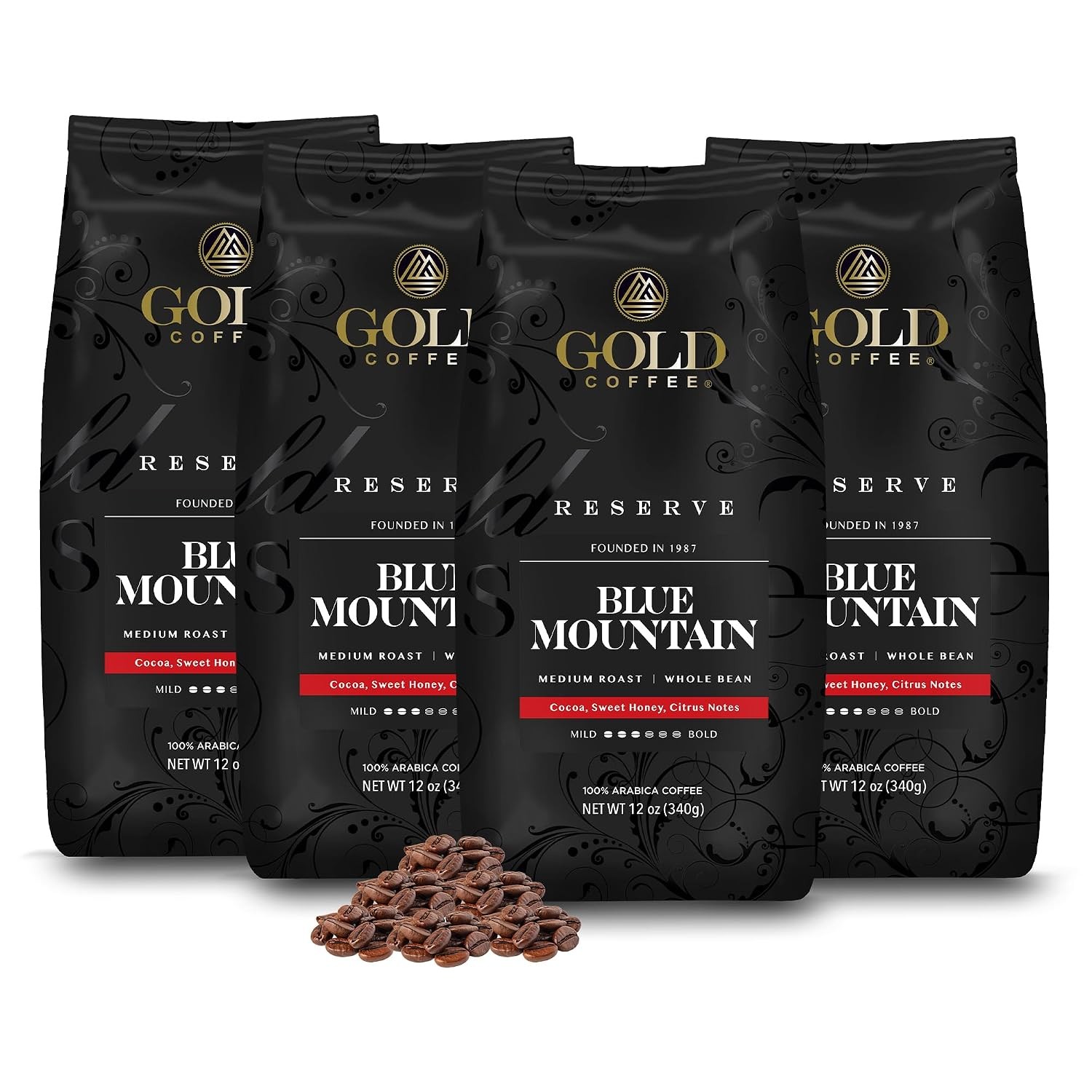 Blue Mountain Jamaican Coffee Arabica Whole Bean Medium Roast 100% Arab