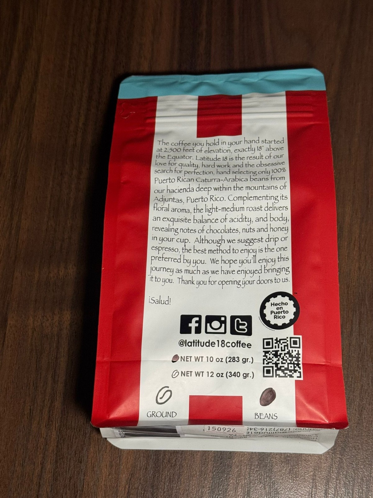 Coffee LATITUDE 18 COFFEE SINGLE ORIGIN ☕ – COFFEE BAG EMPTY ESTA VACIA PR