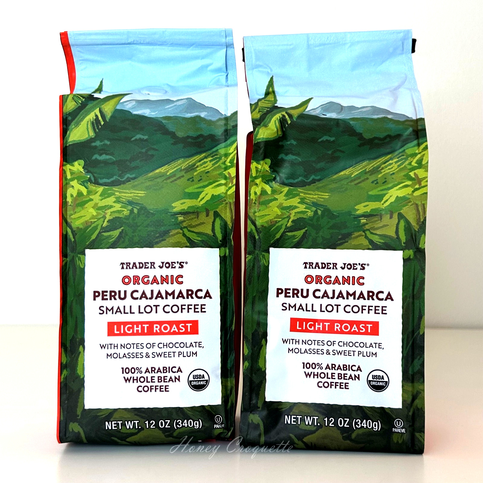 2 X Trader Joe’s Organic Peru Cajamarca Small Lot Coffee Whole Bean 12 Oz Each