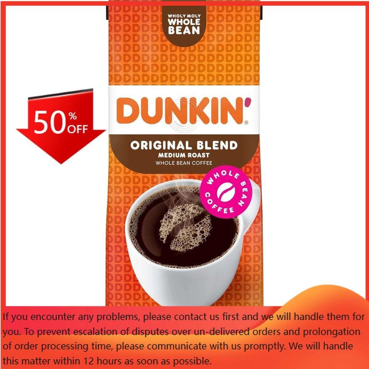 Dunkin’ Original Blend Whole Bean Medium Roast Coffee – 12oz