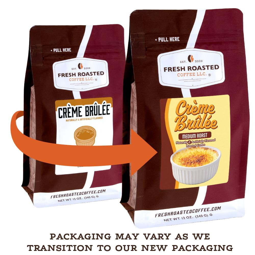 , Crème Brûlée Flavored Whole Bean Coffee, Medium Roast, Kosher, 12 Oz