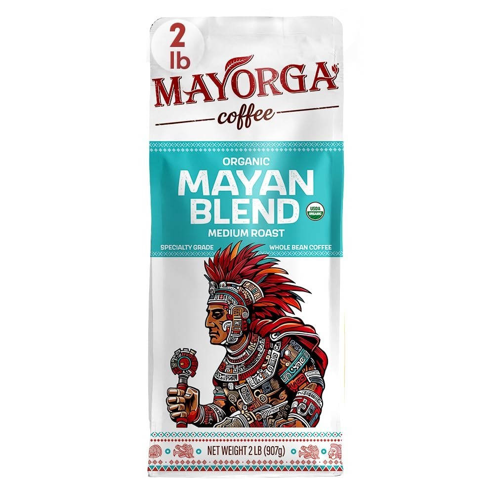 Mayorga Organics Mayan Blend USDA Organic Medium Roast Whole Bean Coffee 2lb USA