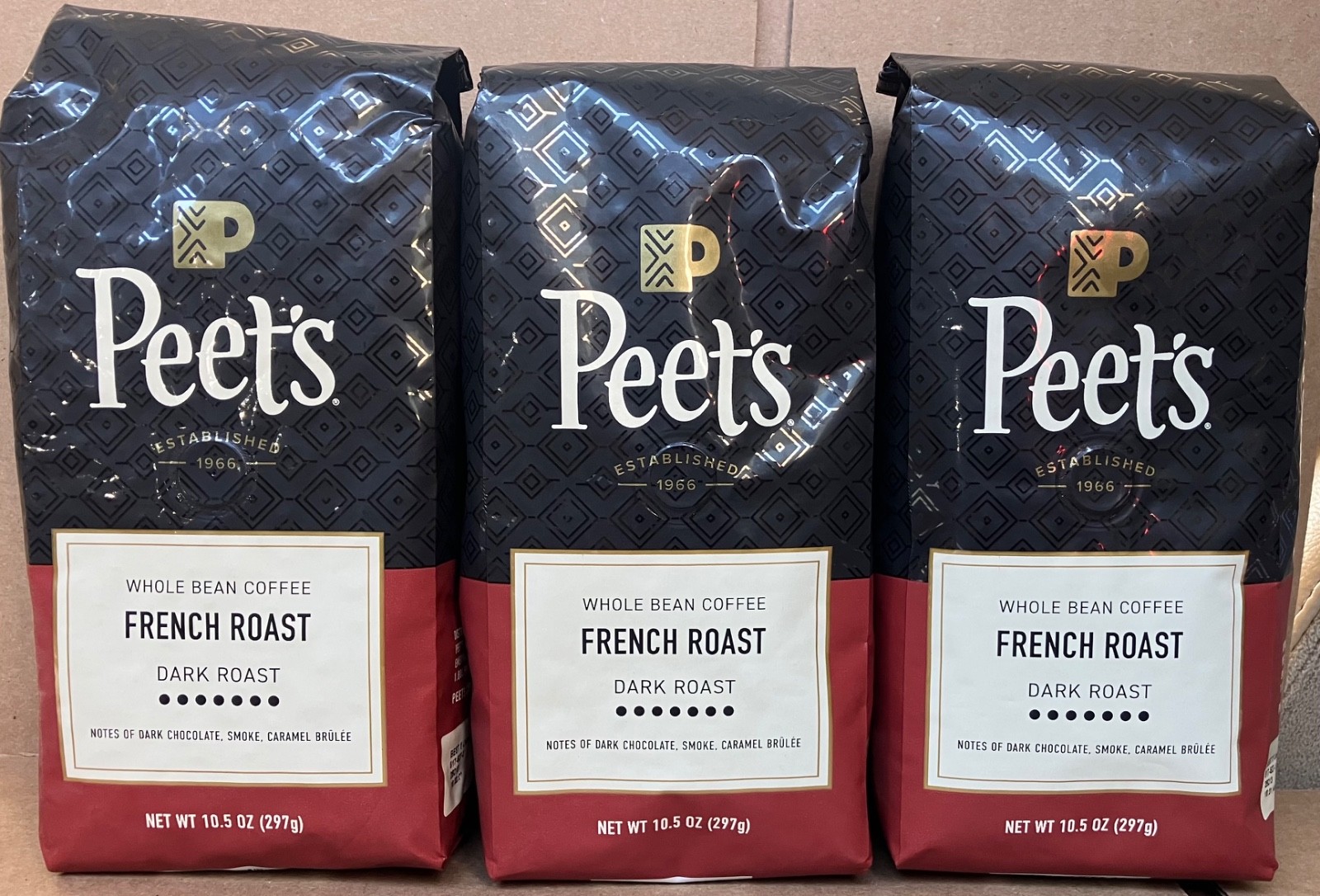 Peet’s French Roast Whole Bean Coffee 3 Packages Dark Roast
