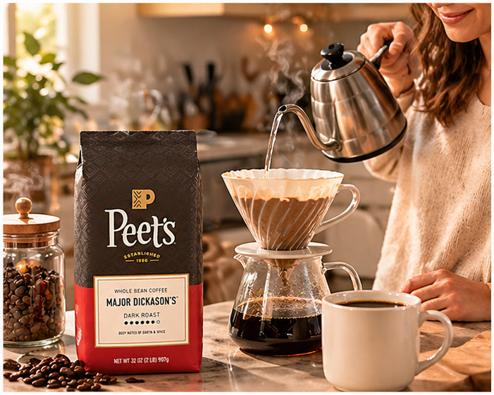 2lb Peet’s Coffee Dark Roast Whole Bean. Major Dickason’s Blend 32oz