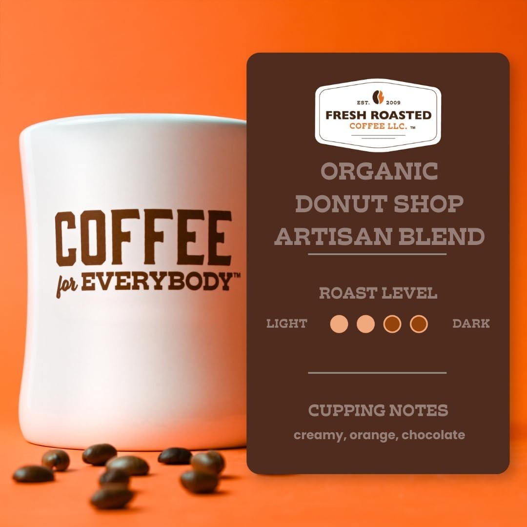 , Organic Donut Shop Whole Bean Coffee, Medium Roast, USDA Organic, Kosher, 2…