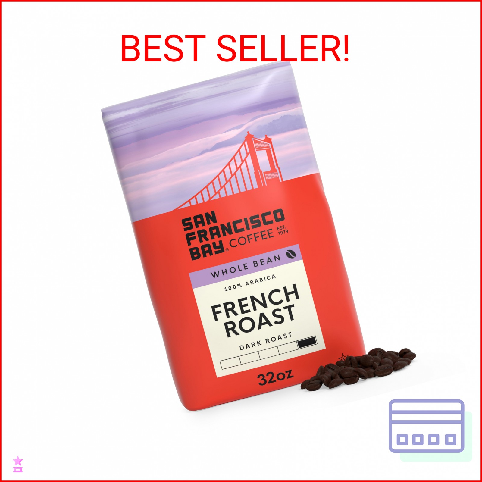 San Francisco Bay Coffee – Dark Roast Whole Bean Coffee – French Roast (2 lb bag
