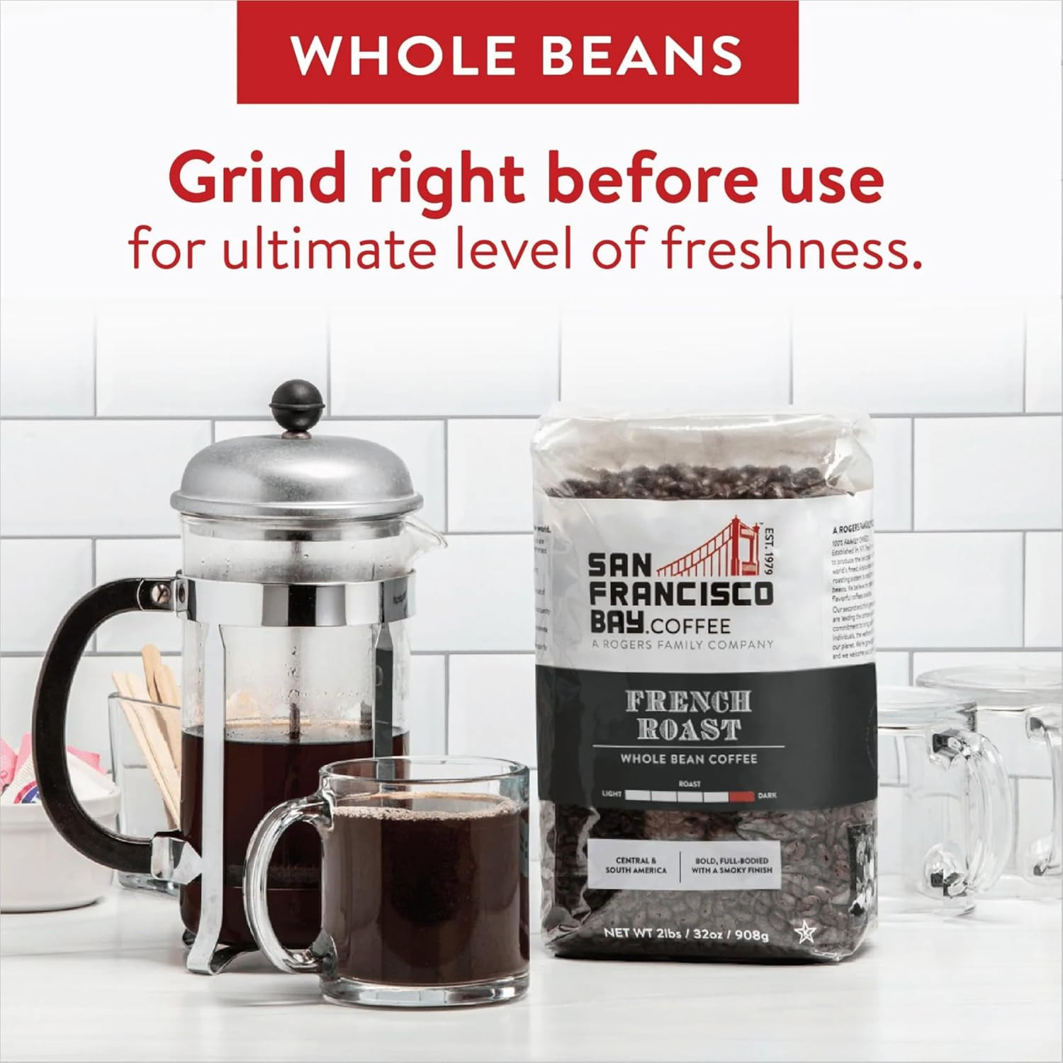 Coffee French Roast Whole Bean 2LB (32 Ounce) Dark Roast