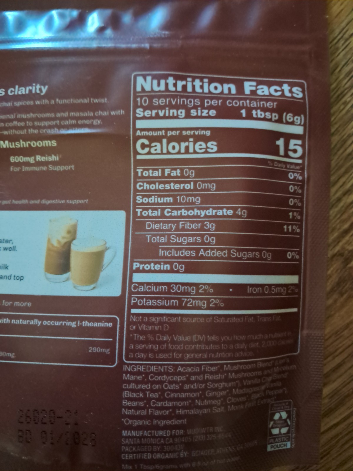 MUD WTR Vanilla Chai Mushroom Coffee Alternative 2.1 oz