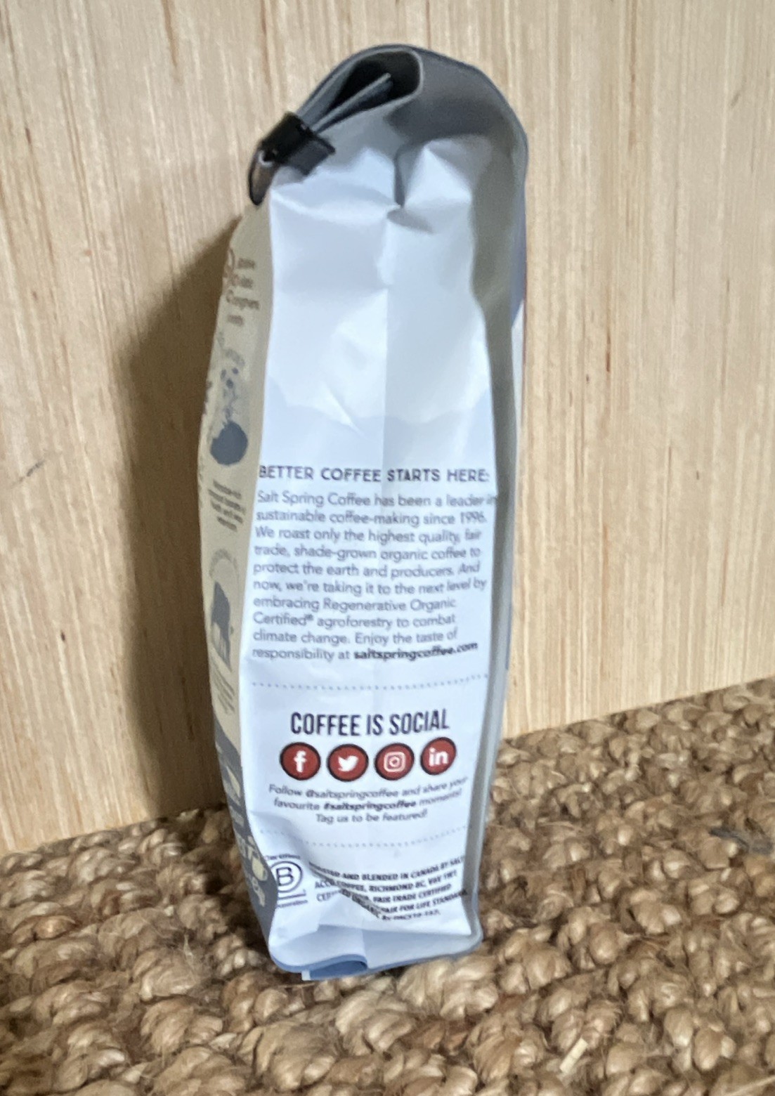 Salt Spring Coffee Blue Heron Medium Dark Roast Whole Bean Organic 12 oz (340 g)