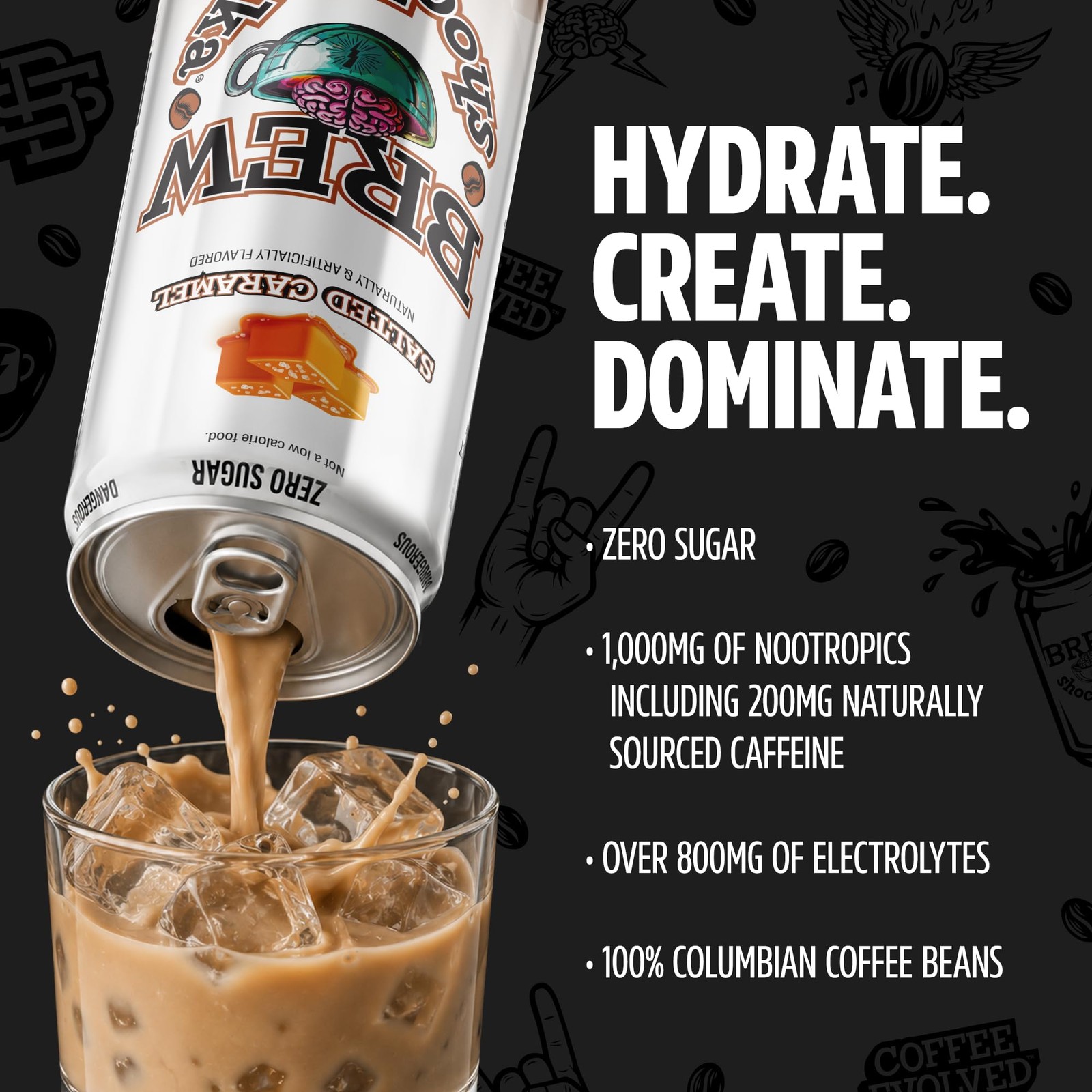 Brew Shockalaka Cafe Mocha Coffee RTD Zero Sugar 11 FL OZ 12 Pack