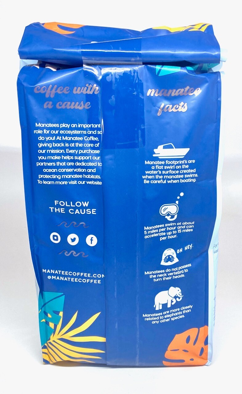 New Manatee Caribbean Delight Medium Roast Whole Bean Coffee 2 Pound Bag