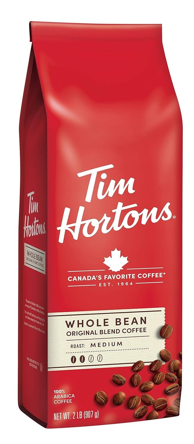 Tim Hortons Original Whole Bean Coffee Medium Roast 100% Arabica 32 oz Bag……