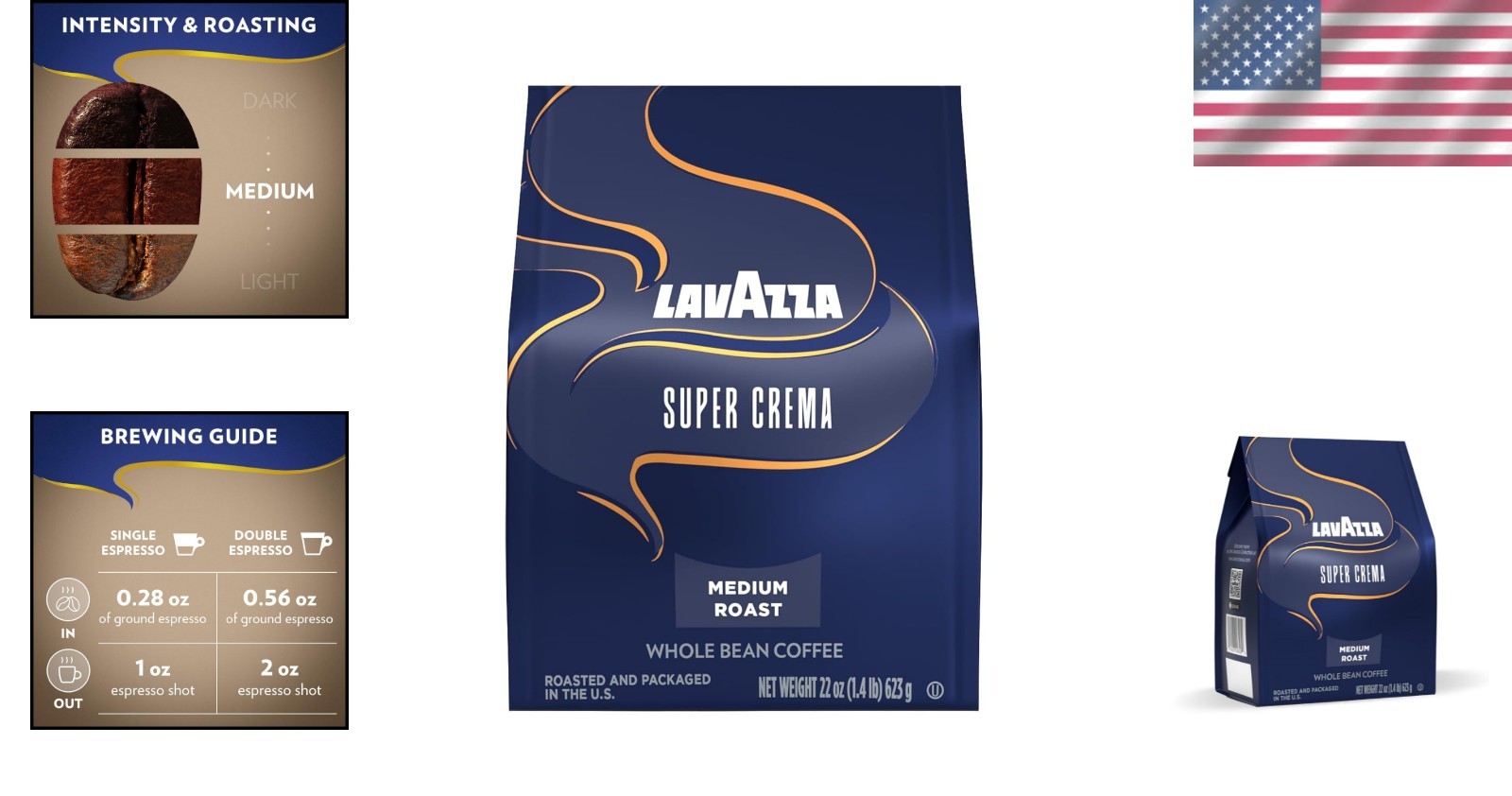 Super Crema 22 oz Whole Bean Coffee – Bold Espresso Roast, Sweet Hazelnut Notes