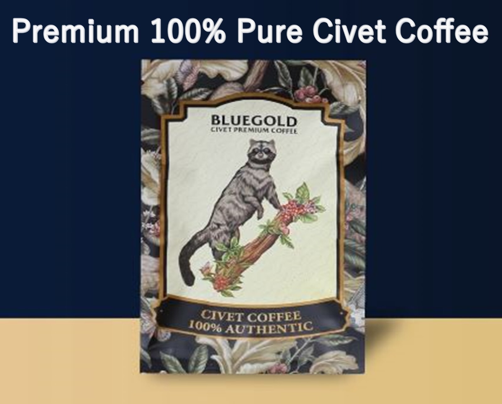 Premium 100% Pure Civet Coffee Robusta Roasted and Ground Size 8 g.x 4 Pcs + Pot