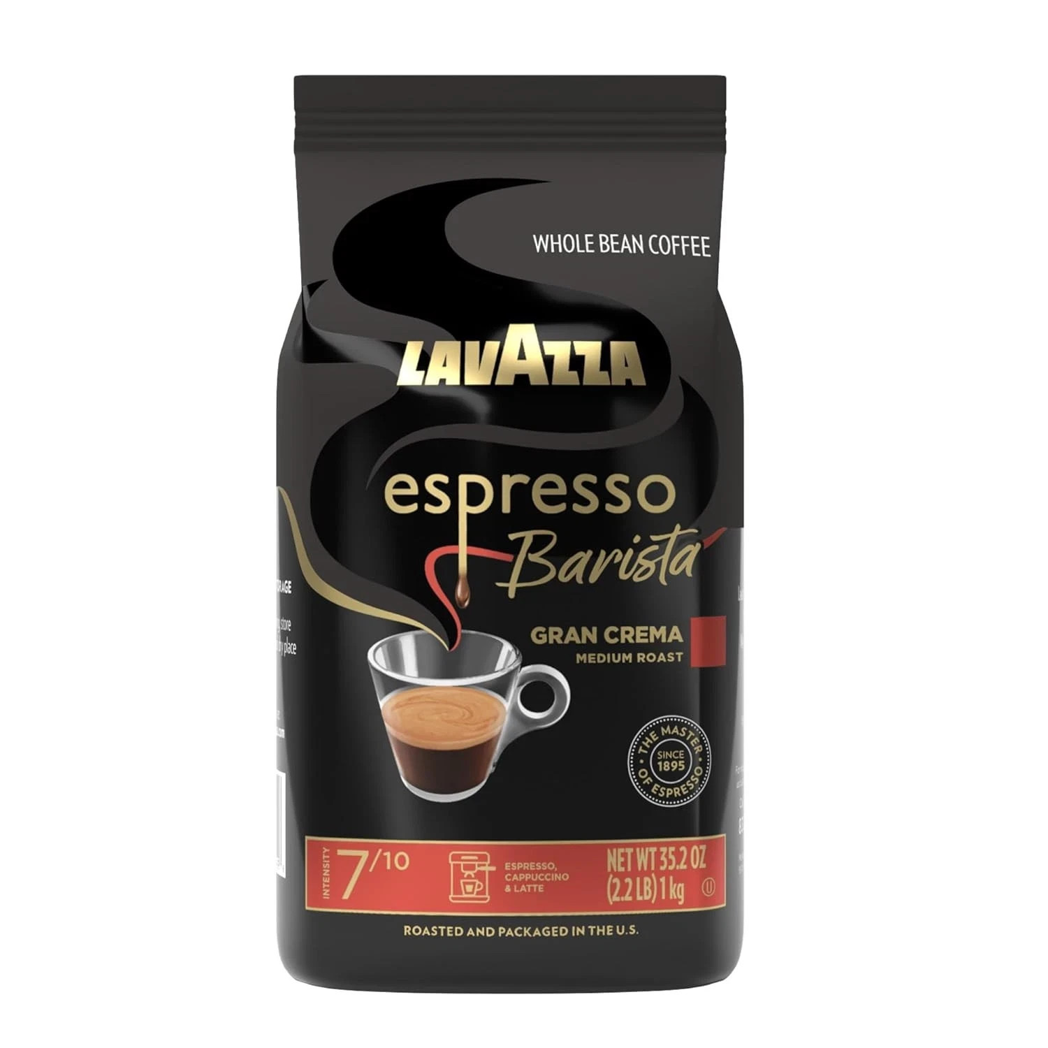 Lavazza Espresso Barista Gran Crema Whole Bean Coffee 2.2 lb – Medium Roast Blen