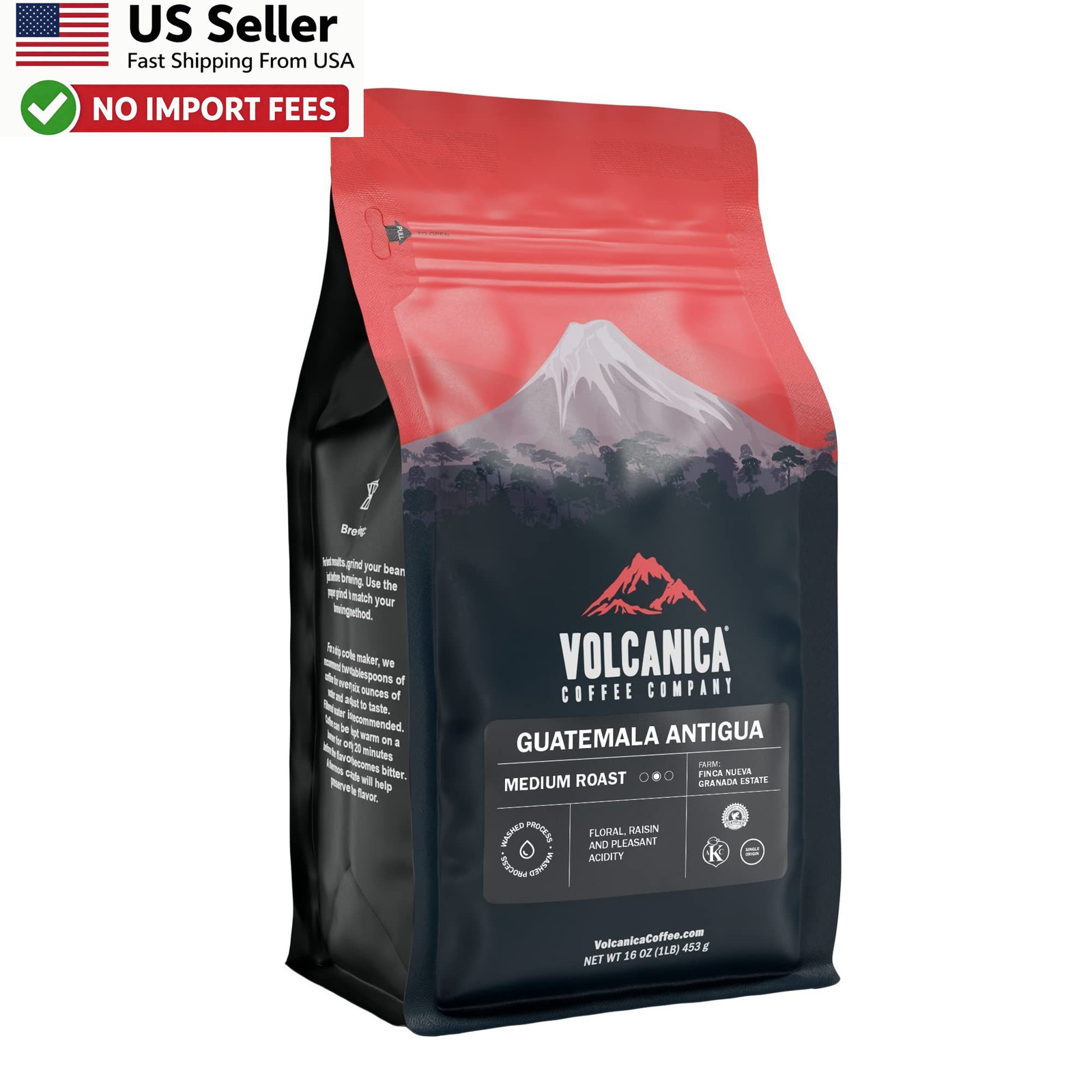 Guatemalan Coffee Antigua Ground Medium Roast USDA Organic Fresh 16 Oz – FROM US
