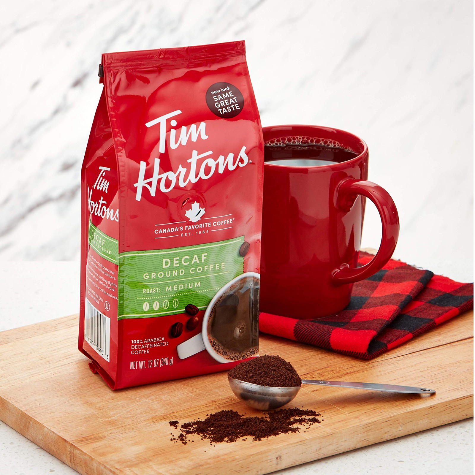 Tim Hortons Decaf Medium Roast Coffee 12 Ounce Pack of 6 100 Arabica Beans