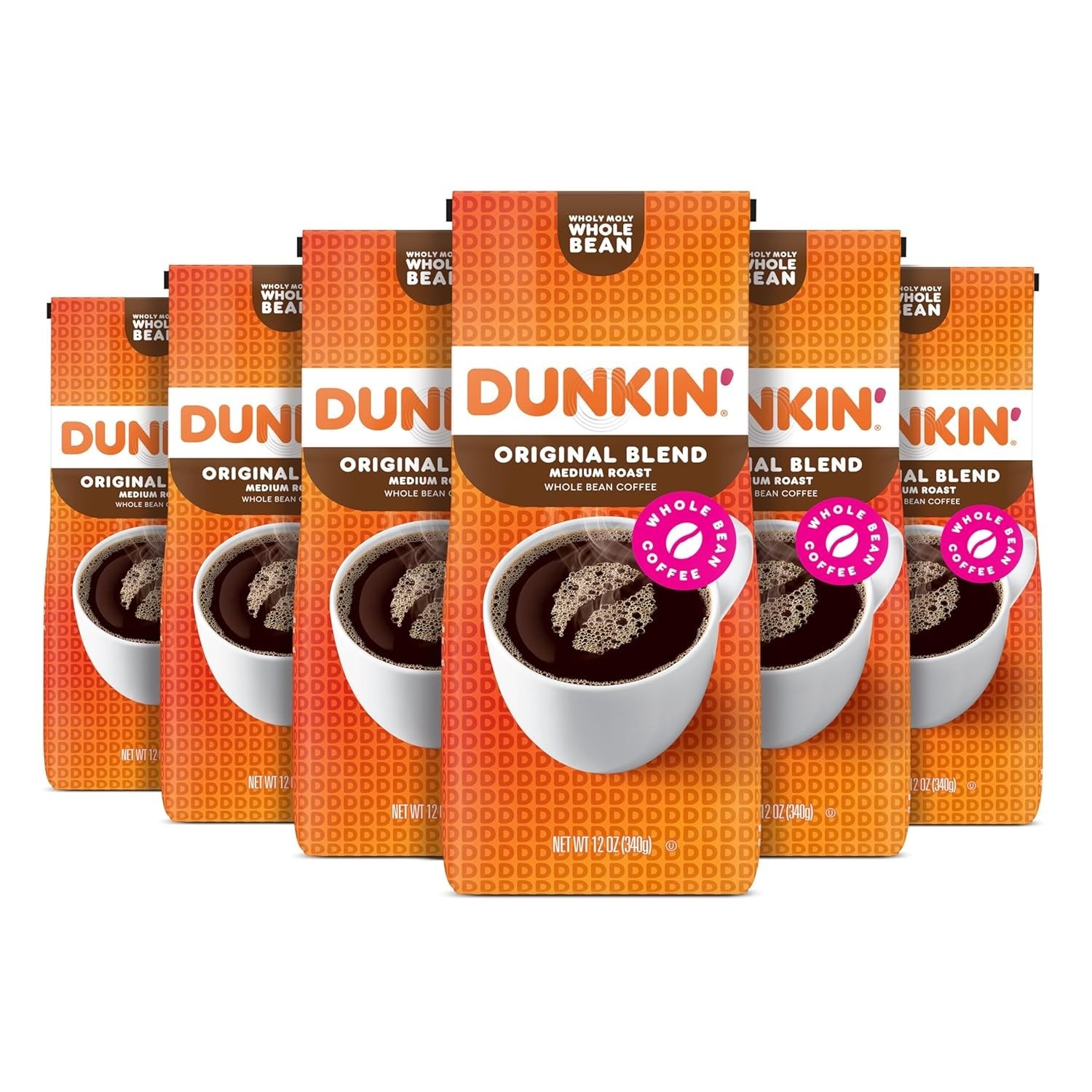 Dunkin’ Original Blend Medium Roast Whole Bean Coffee 12 Ounces Pack of 6)